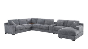Celine - Fabric Corner Sectional Sofa With Right-Facing Chaise, Cupholders, And Charging Ports