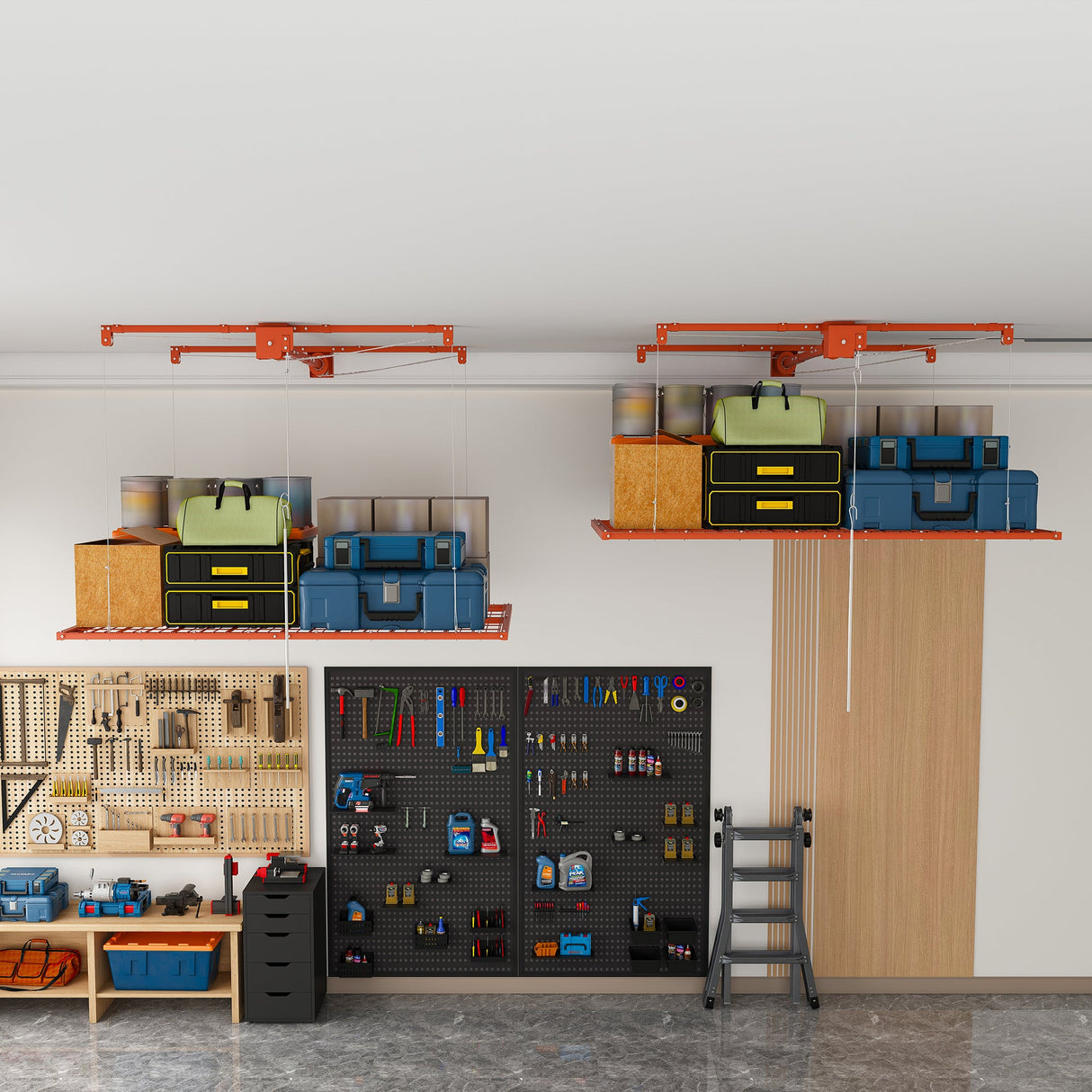 Orange Overhead Garage Storage Rack 4x8 FT