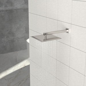 16" Square Rainfall Shower Head Fixed Wall Mount With Full Body Coverage & Self Cleaning Silicone Nozzles
