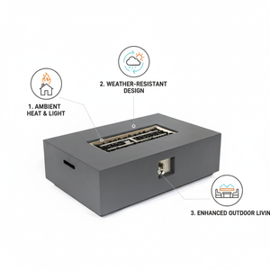 Volon Modern Rectangular Fire Pit Table in Light Gray