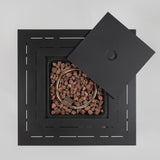 Wicker square fire pit table