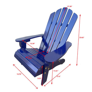 Ehomexpert Classic Wood Children Adirondack Chair Blue Solid Wood Indoor Outdoor