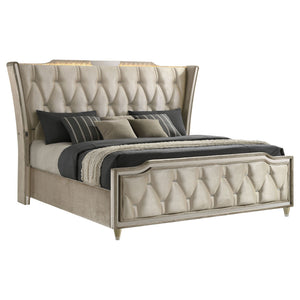 Lorient Eastern King LED Upholstered Bed Ivory and Camel
