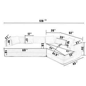 Modular Sofa Modern Minimalist Style Green Upholstered