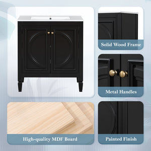 Double Sink Bathroom Vanity Set with Wall Mount Mirror Cabinet