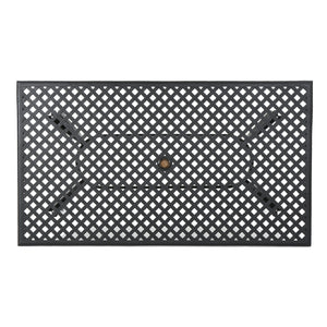 Outdoor Aluminum Dining Table With Lattice Design And Center Umbrella Hole - Black