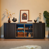 Modern 64-Inch Wavy TV Cabinet with LED Lights