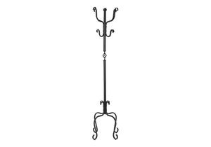 Coat Rack, Hall Tree, Free Standing, 8 Hooks, Entryway, Transitional - Black