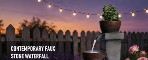 Outdoor Water Fountain Tiered Cascading Jar Waterfall Resin Garden Patio Decor with LED Lights