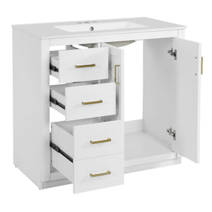 Bathroom Vanity With Sink Combo, Storage Cabinet, Freestanding Set With 3 Drawers & Soft Closing Doors