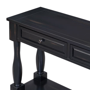 TREXM 63" Long Console Table with Drawers and Shelf