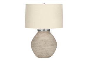 Lighting, 25'h, Table Lamp, Cream Concrete, Beige Shade, Contemporary