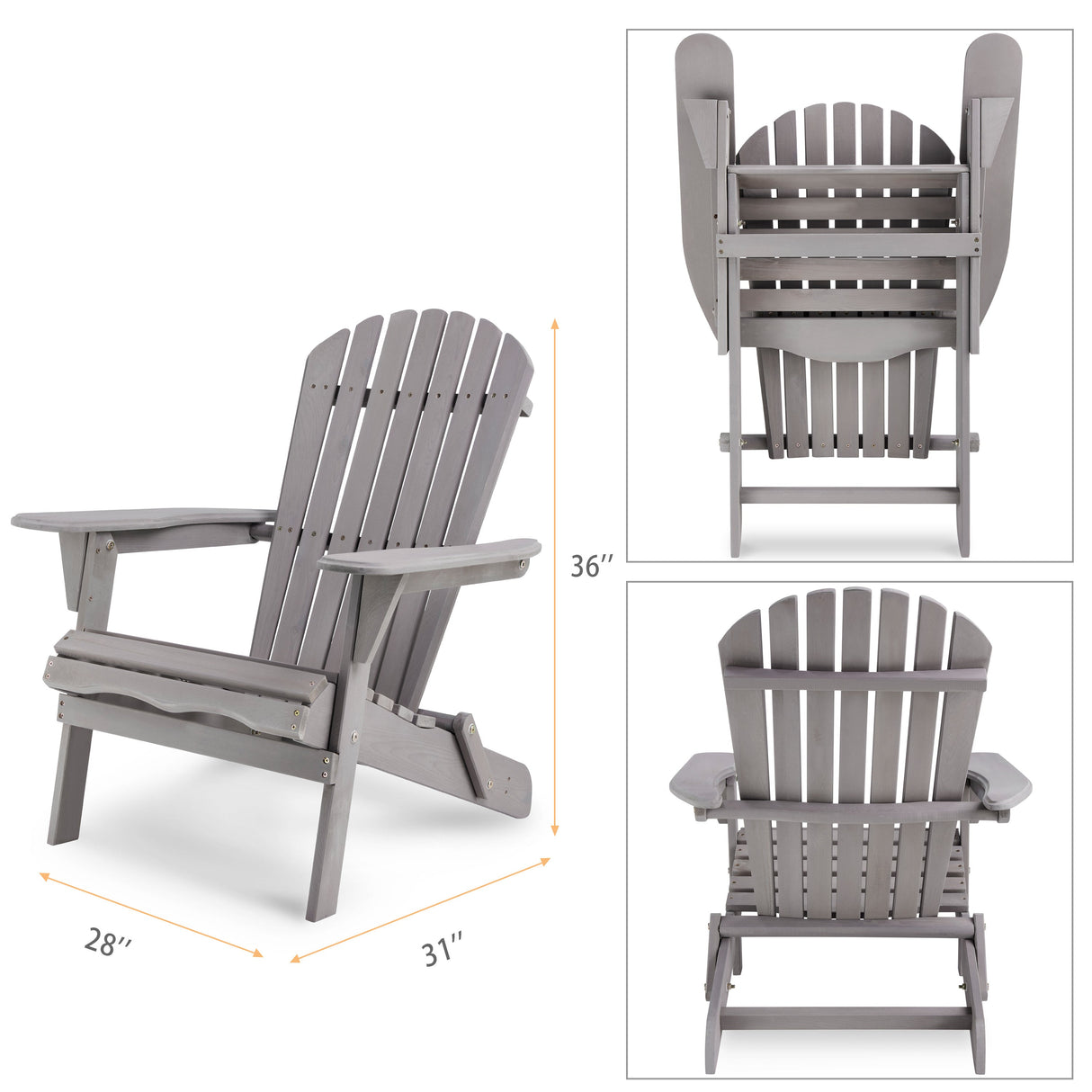 Classic Gray Cedar Wood Lounge Patio Chair Set of 2
