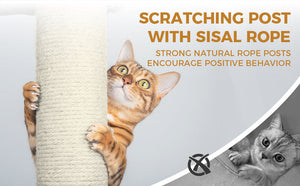 Gray Cat Tree with 3 Condos and Sisal Scratching Posts