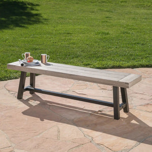 Tranquilizer Outdoor Acacia Wood Bench with Slat Panel Design