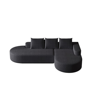 Modern Curved Sofa, L-Shaped Modular Sectional Set With 3 Pillows