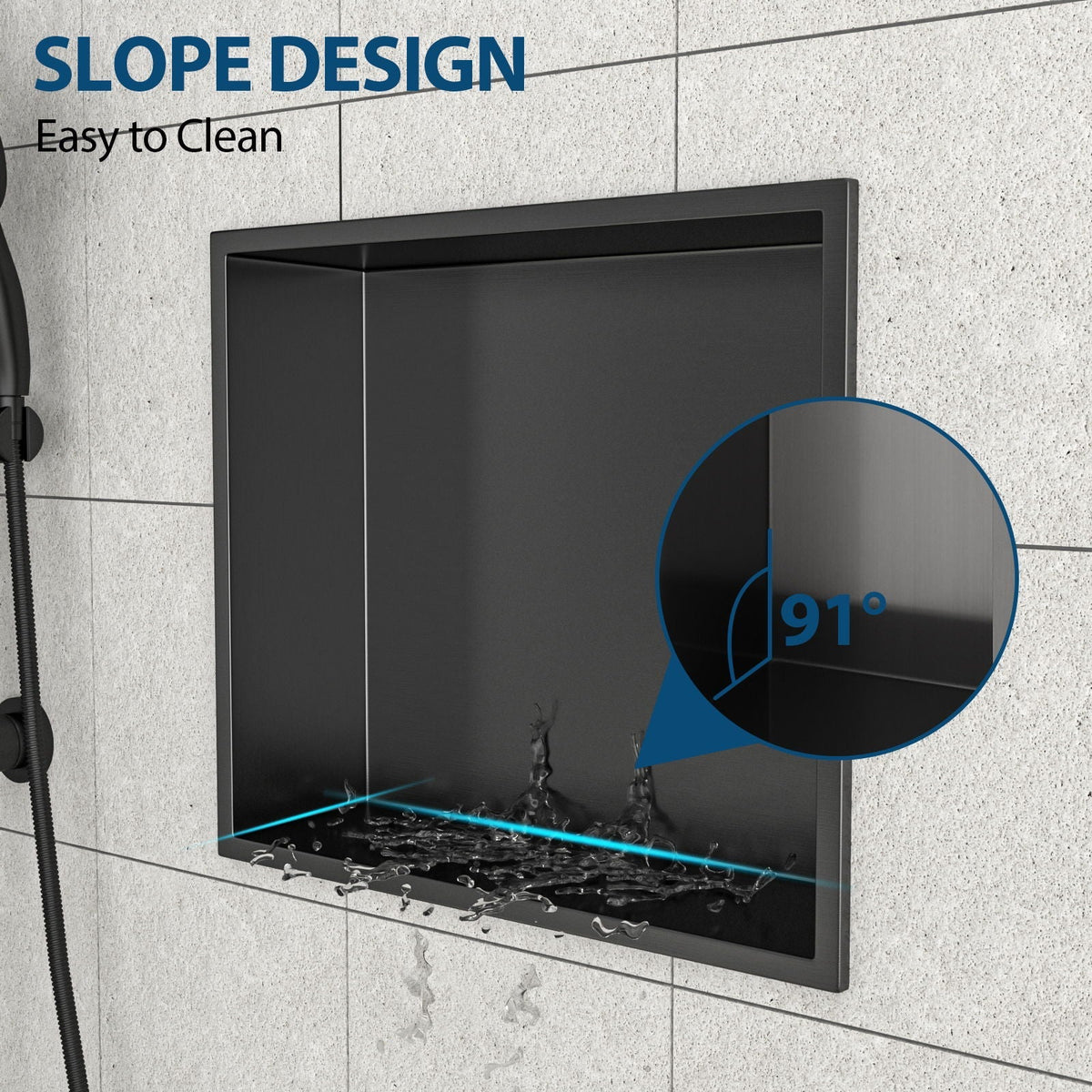Stainless Steel Shower Niche With Seamless Design For Bathroom Storage