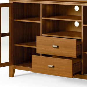Handcrafted Tall TV Media Stand with Glass Doors and Storage - Multiple Colors