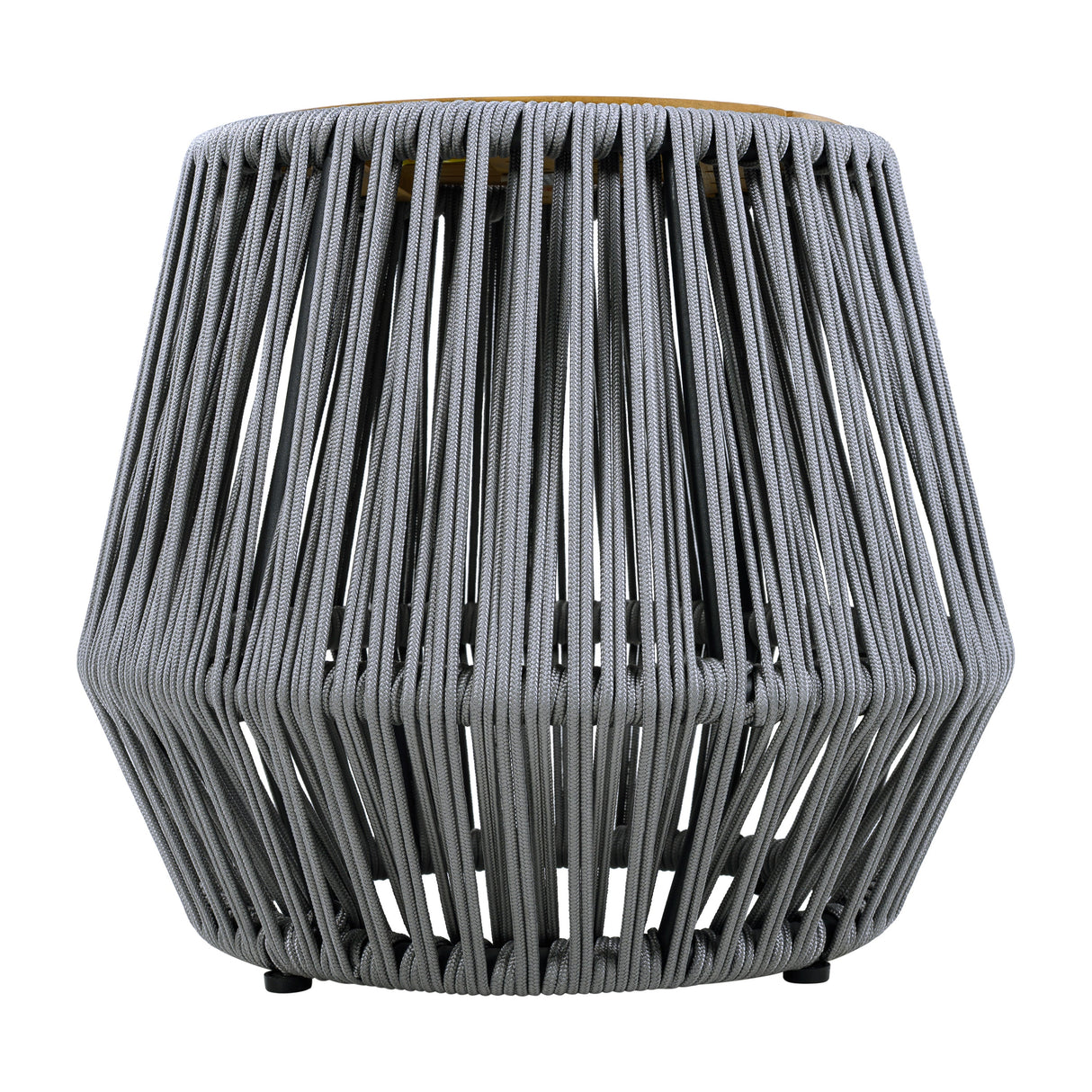 Acacia Wood Side Table with Grey Rope Design