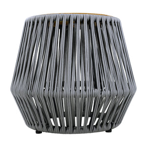 Acacia Wood Side Table with Grey Rope Design