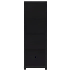 Sandl - 3 Shelf Media Tower With Cabinet Storage Solution - Black