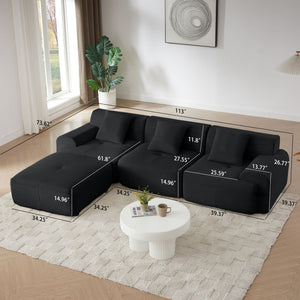 L Shaped Modular Sectional Sofa And Movable Ottoman