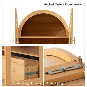 K&K 71' Tall Arched Kitchen Pantry Cabinet with Adjustable Shelves