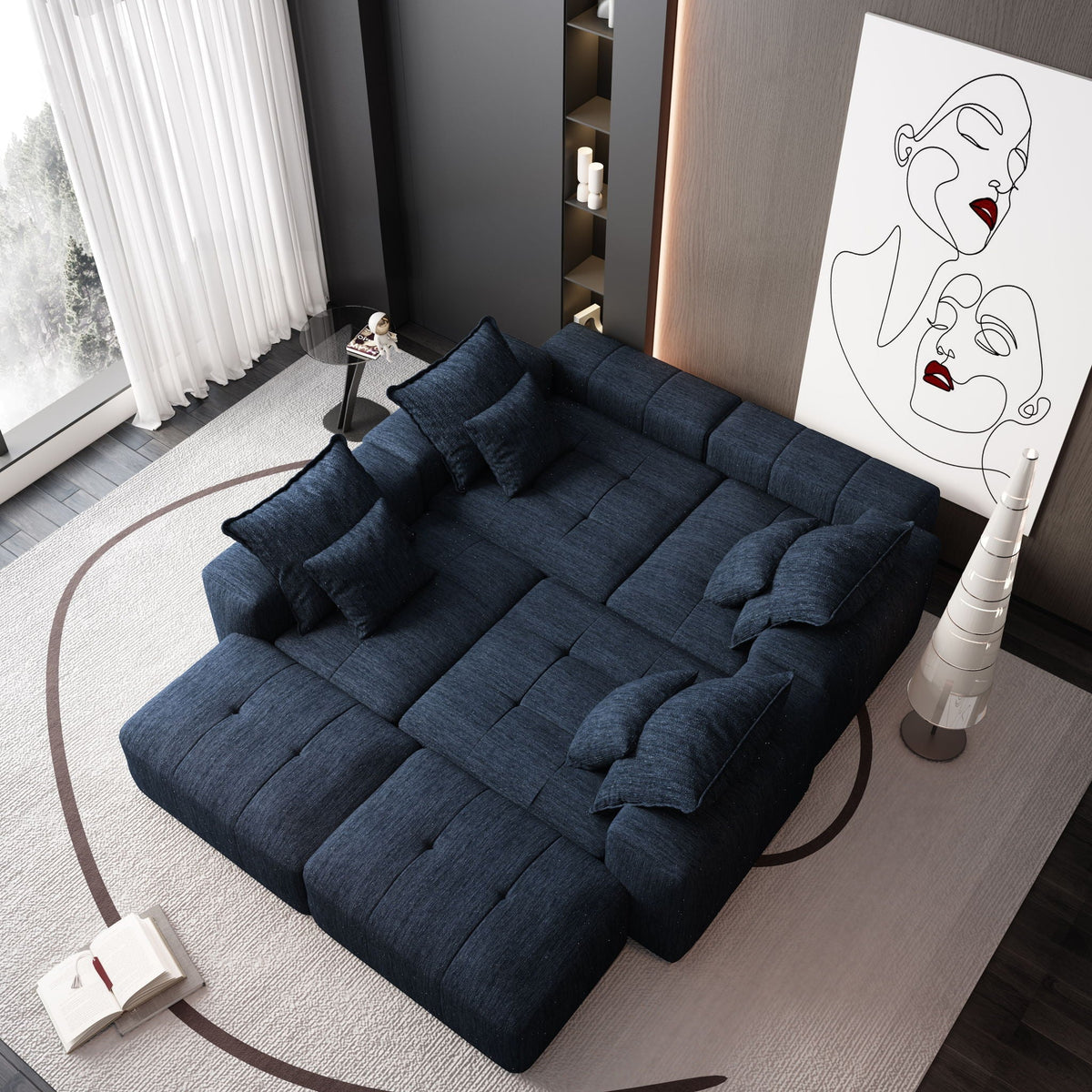 Modern Oversized Modular Sectional Sofa with Pillows - Multiple Colors