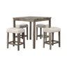 Transitional Counter Dining Set With 4 Tufted Stools