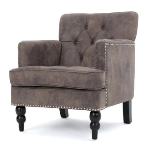 Vitality Club Chair With Button Tufted Diamond Stitching And Turned Legs