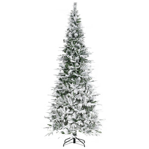 HOMCOM 9' Unlit Snow Flocked Pine Artificial Christmas Tree