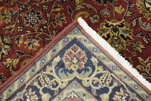Traditional Persian Design Maroon Hand Knotted Wool 3x12 Area Rug