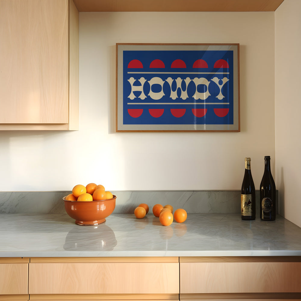 Blue and Red Howdy Home Decor Art Print