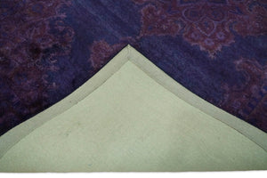 Custom Made Purple Traditional Floral Design Hand Tufted Overdyed Wool Area Rug