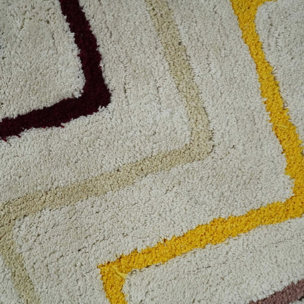 3x5, 4x6 and 5x7 Hand Woven Shag Ivory with multicolor Stripes Art Silk Soft Viscose  Area Rug