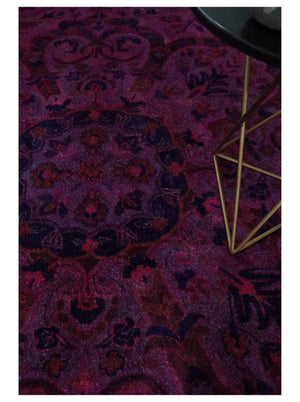 Overdyed Pink Traditional Floral Design Hand Tufted  Wool Area Rug