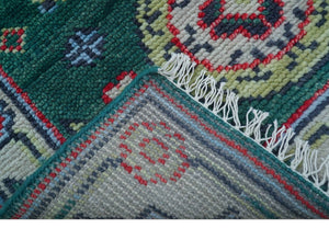 3x5 Hand knotted Traditional Khotan Design Teal Wool Area Rug