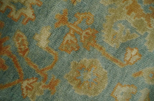 3x6 Runner Hand Knotted Blue, Beige and Rust Traditional Oushak Wool Area Rug | N338266