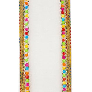 4" Beaded Candy Edge Ribbon: White (5 Yards)