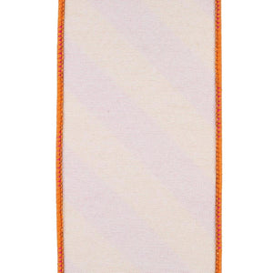 4" Diagonal Stripe Canvas Ribbon: Orange/Fuchsia (10 Yards)