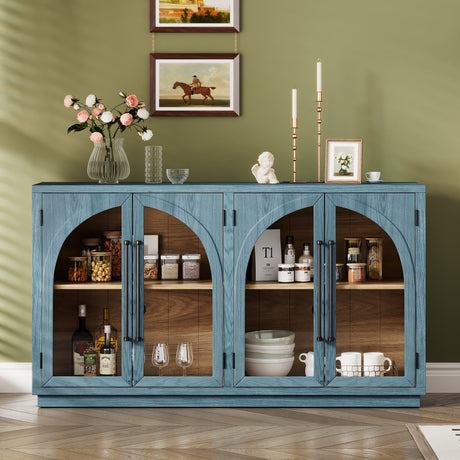 4 - door large storage retro sideboard with metal handles (navy) - Tuesday Morning - Sideboards