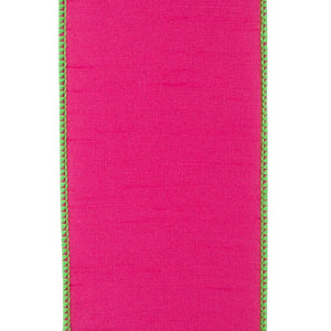 4" Dupioni Color Ribbon: Fuchsia/Lime (10 Yards)