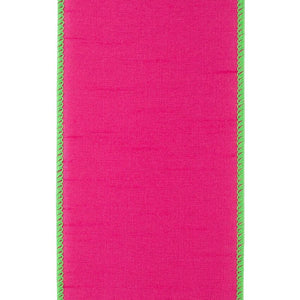 4" Dupioni Color Ribbon: Fuchsia/Lime (10 Yards)