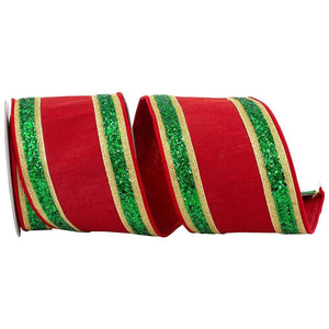 4" Dupioni Regalia Glitter Edge Ribbon: Red (5 Yards)