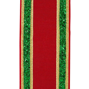 4" Dupioni Regalia Glitter Edge Ribbon: Red (5 Yards)