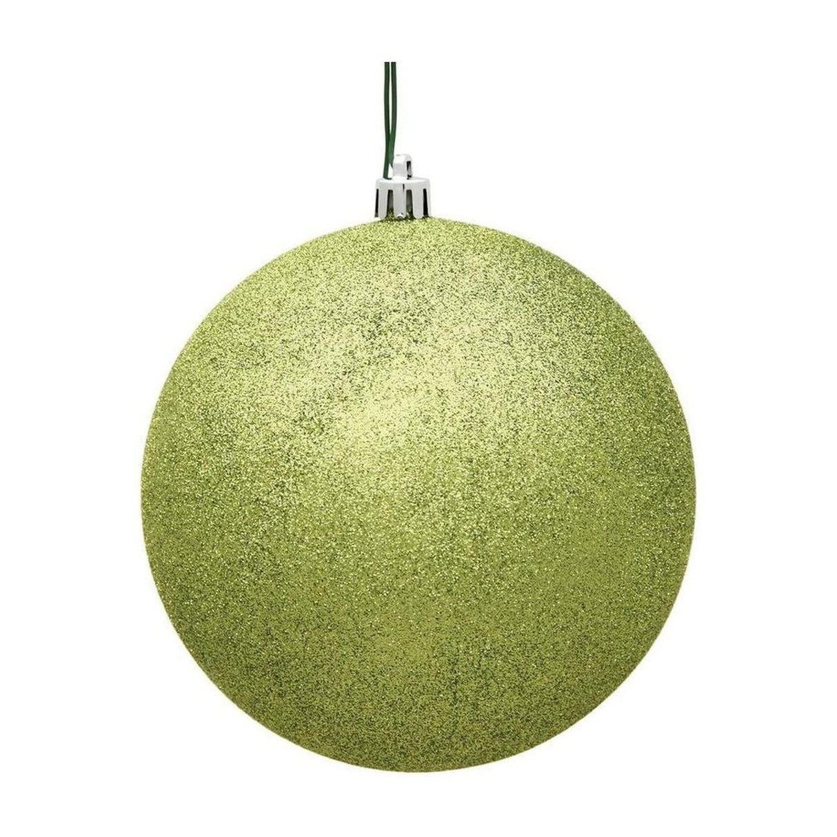 4" Glitter Lime Green Ball Christmas Ornament (6 pack)