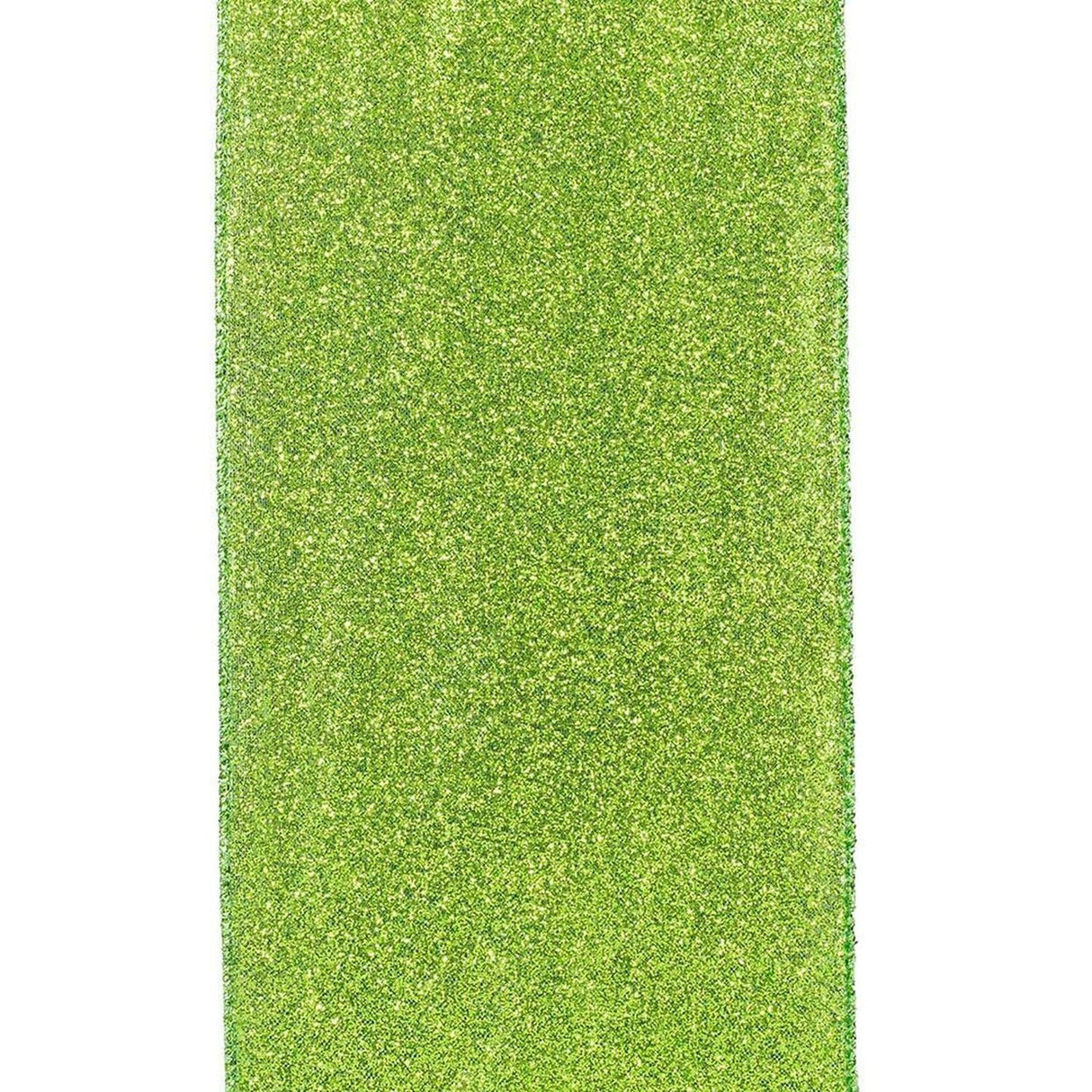 4" Glitter Metallic Shiny Back Ribbon: Lime Green (10 Yards)