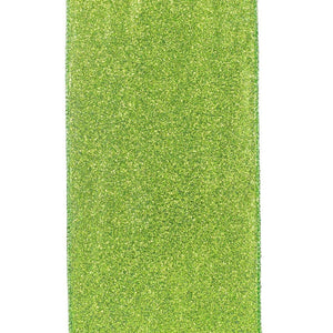 4" Glitter Metallic Shiny Back Ribbon: Lime Green (10 Yards)