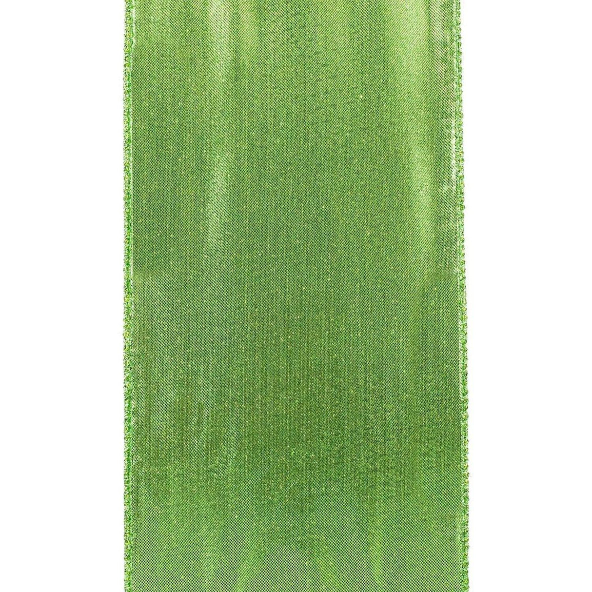 4" Glitter Metallic Shiny Back Ribbon: Lime Green (10 Yards)