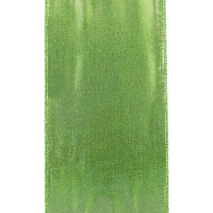 4" Glitter Metallic Shiny Back Ribbon: Lime Green (10 Yards)